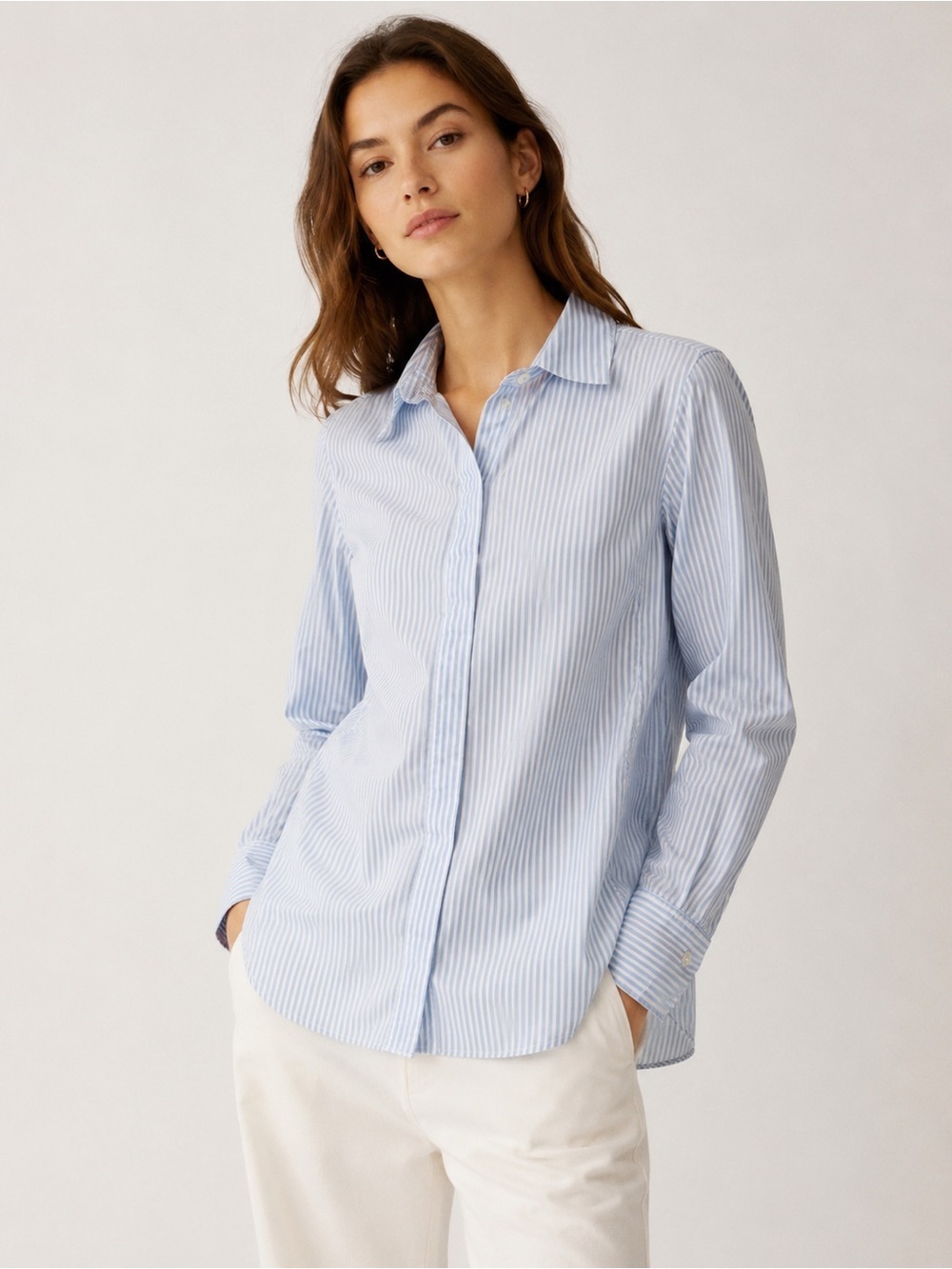 Club Monaco Blue White Stripe Button Front Shirt Size Small cotton